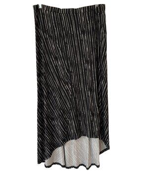 Lisa Rinna Collection Maxi Skirt Large Hi Low Hem Seam Detail Black White  Retro
